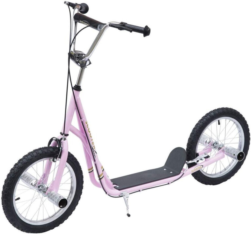 Barnescooter 16 Tommers Sparkesykkel Med Pneumatiske Dekk, Høydejusterbar Sparkesykkel, Sparkesykkel I Rosa For Barn Fra 5 År Og