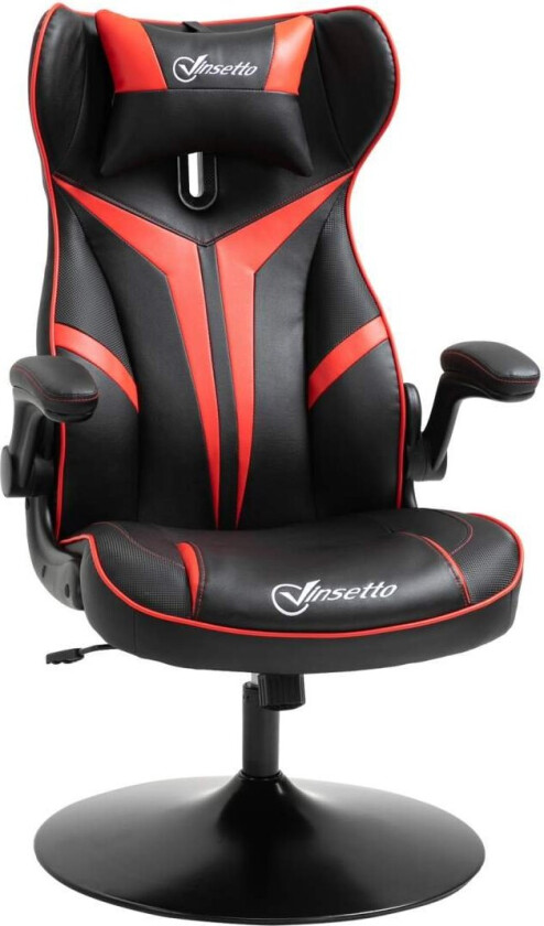 Gaming Chair Ergonomisk Datamaskinstol Med Vippefunksjon, Stål, Svart Og Rød, 67X75X106-112Cm