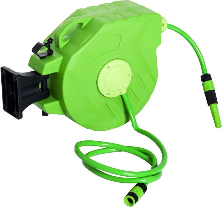 Slangetrommel 15M Automatisk Slangetrommel, Svingbar, Ideell For Trykkluft Og Hagearbeid, Grønn