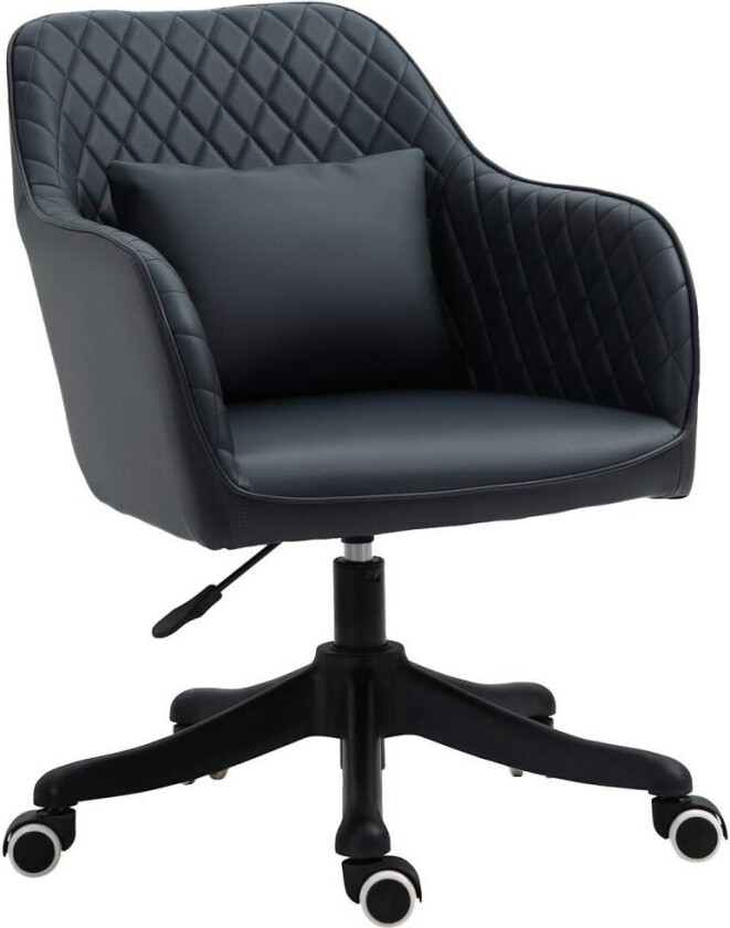 Kontorstol Med Massasjebordstol, Vibrasjonsfunksjon, Korsryggpute, Pu, Antrasittgrå, 55X65X78-86Cm