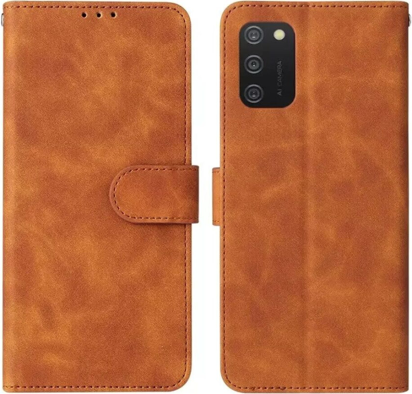 Samsung Galaxy A03s Flip Deksel I Imitert skinn med Lommebok - Brun