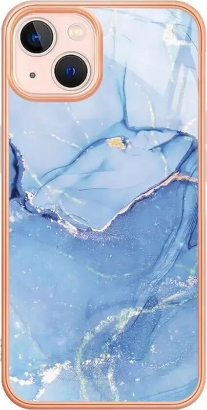 iPhone 15 Hybrid Plastdeksel - Blå Marmor