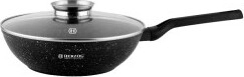 HR-2617: 28 cm marmorbelagt wok med aromaknapp i glasslokk