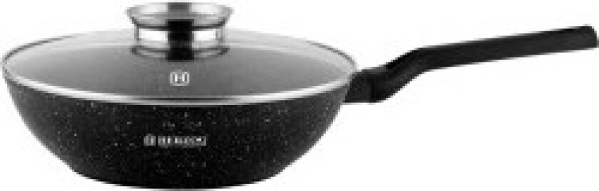 HR-2618: 32 cm marmorbelagt wok med aromaknapp i glasslokk