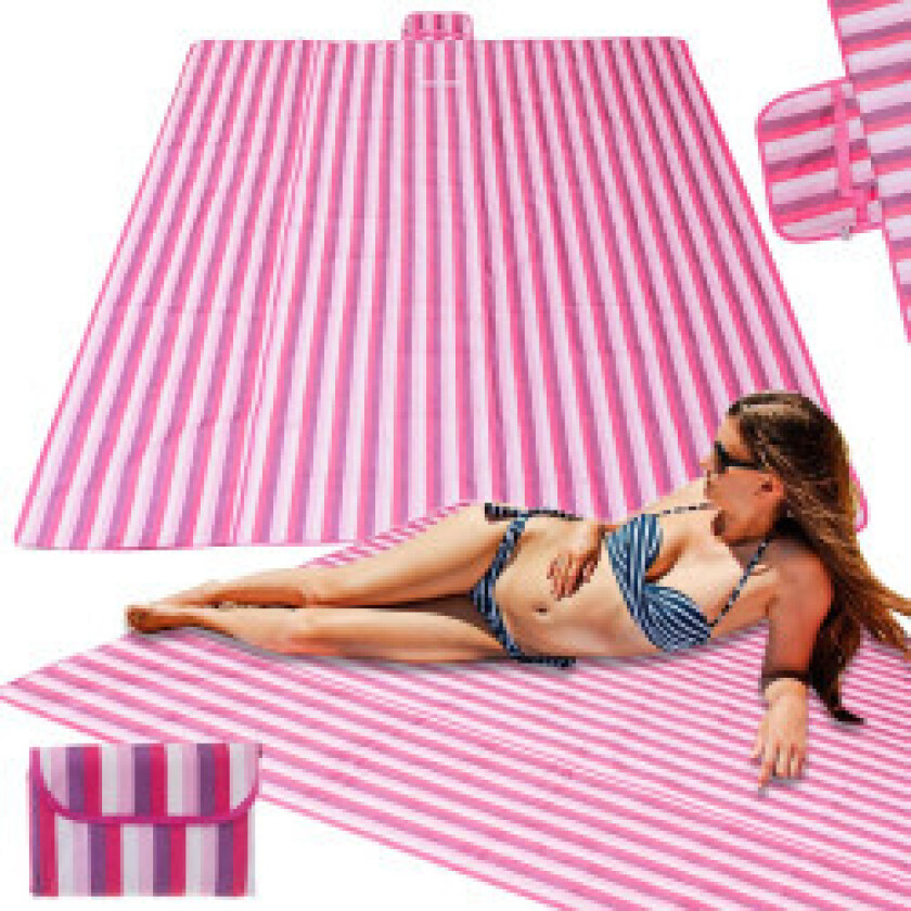 Bilde av Strandmatte strandpiknikteppe 200x200cm rosa