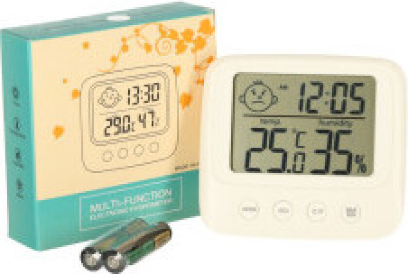 Hygrometer Klokke Romtermometer Fuktighetsmåler LCD