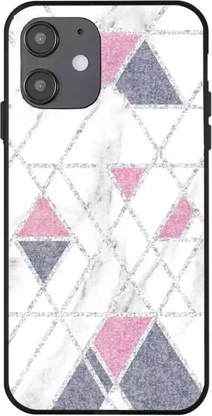 iPhone 12 Mini Deksel med Print - Geometri - Hvit Marmor