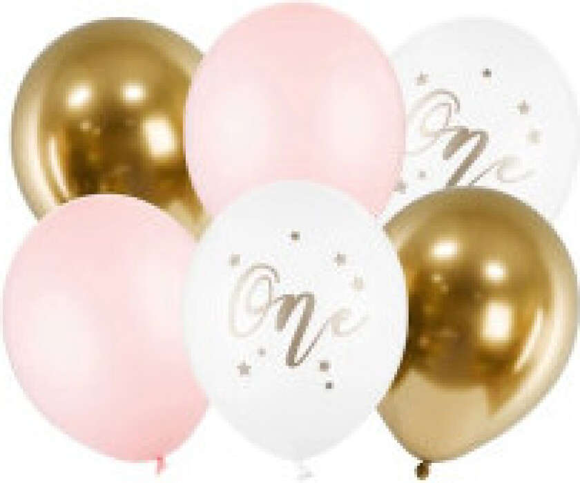 Bursdagsballonger Pastell Blek Rosa hvitt gull rosa 30cm 5 stk