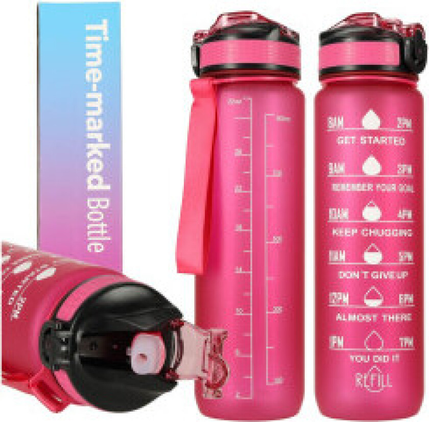 Vannflaske bidon 1l rosa