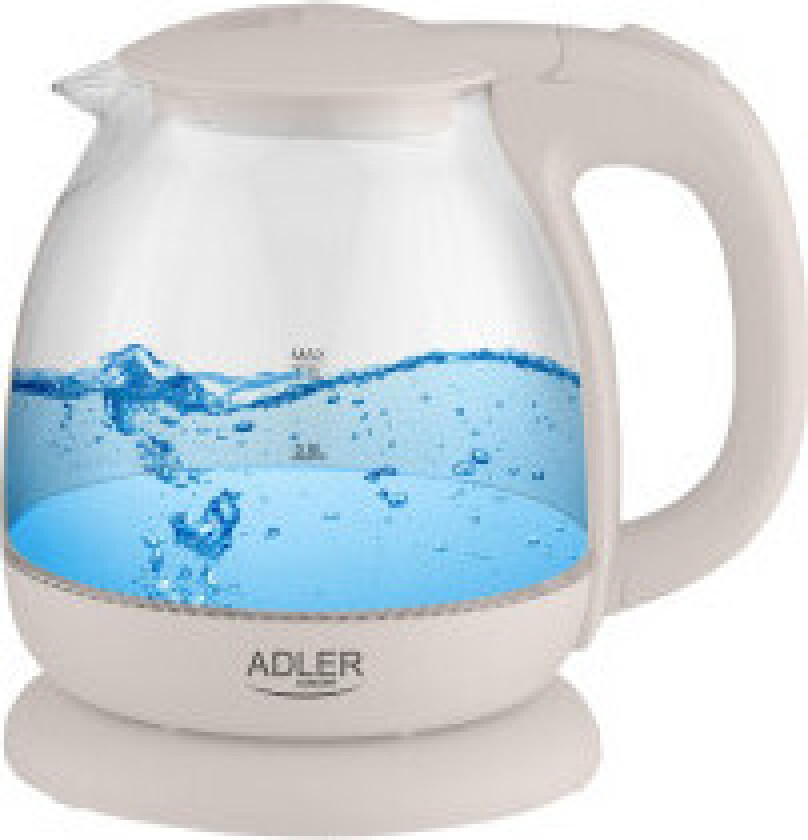 Adler AD 1283C Gjennomsiktig LED-glass vannkoker 1,0L 1100 W