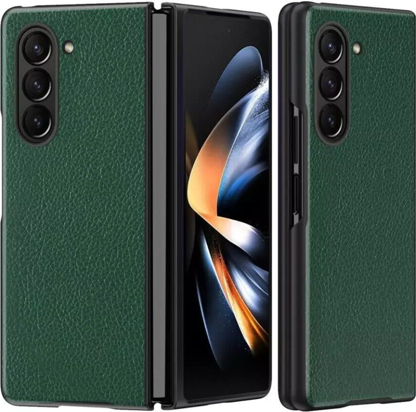Samsung Galaxy Z Fold5 5G Litchi Kunstskinn Bakdeksel - Grønn