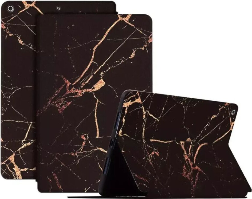 iPad 10.2" (2021 / 2020 / 2019) Tri-Fold Flip Deksel - Marmor - Svart