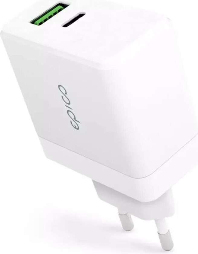 Vegglader PD 65W GaN m. USB-C & USB-A - Hvit