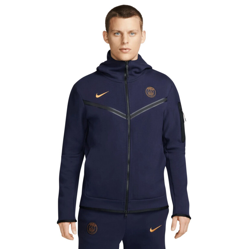 Paris Saint-Germain Techfleece Hoodie, hettejakke, herre Blackened Blue/gold