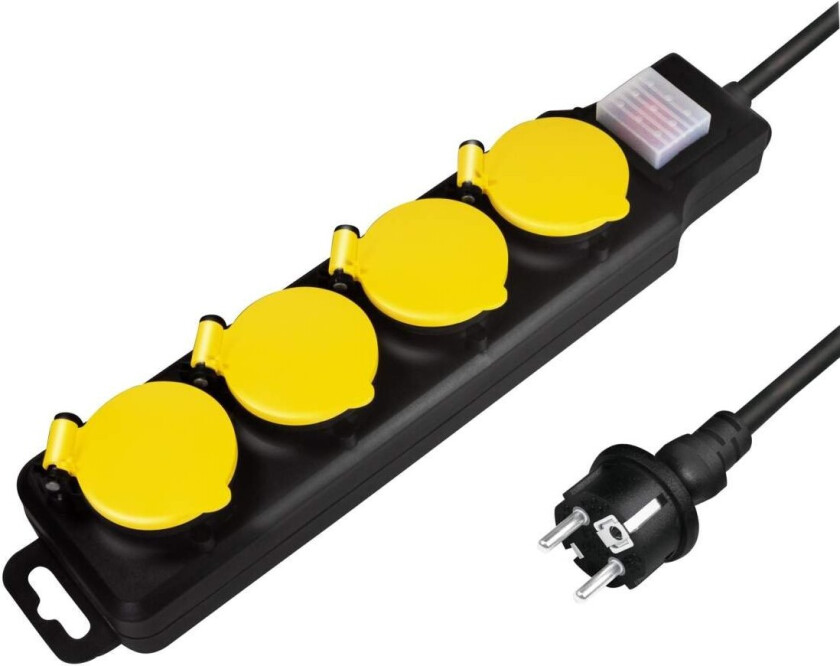 4-veis stikkontakt med bryter Utendørs bruk IP44