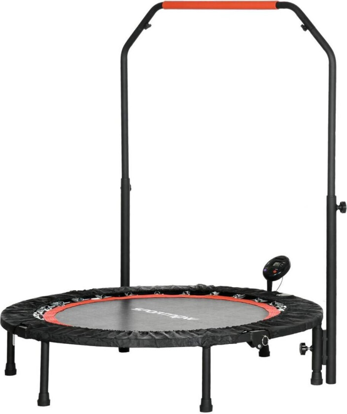 Mini Trampoline Lcd-Skjerm 102 Cm Fitness Trampoline Med 4-Veis Høydejusterbart Håndtak Opptil 100 Kg
