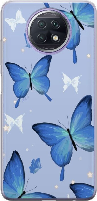 Mobildeksel til Xiaomi Redmi Note 9T med Blå sommerfugler motiv