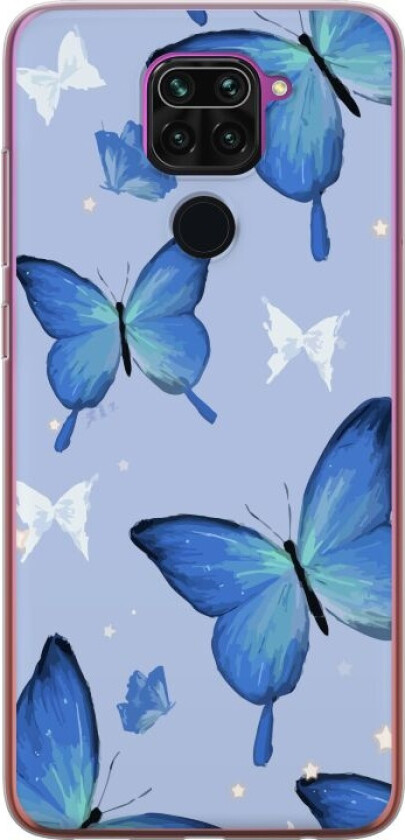Mobildeksel til Xiaomi Redmi Note 9 med Blå sommerfugler motiv