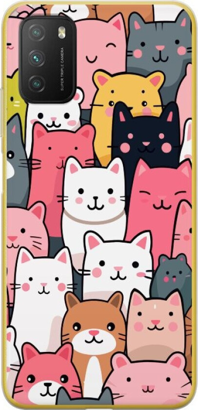 Mobildeksel til Xiaomi Poco M3 med Kattmønster motiv