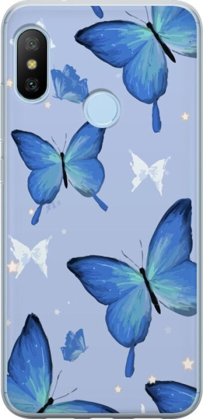 Mobildeksel til Xiaomi Mi A2 Lite med Blå sommerfugler motiv