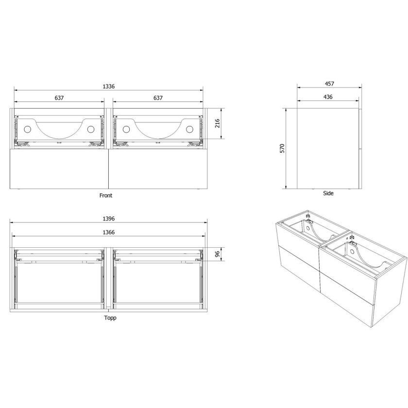 VikingBad Mie Servantskap slett - Mørk Grå