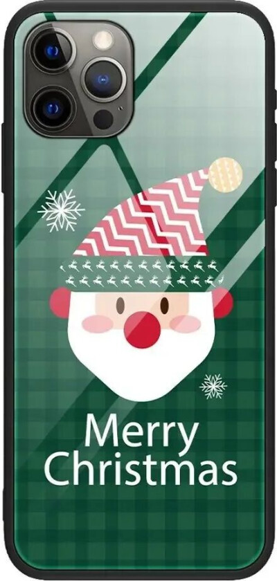 iPhone 15 Pro Jule Deksel m. Glassbakside - Julenissen