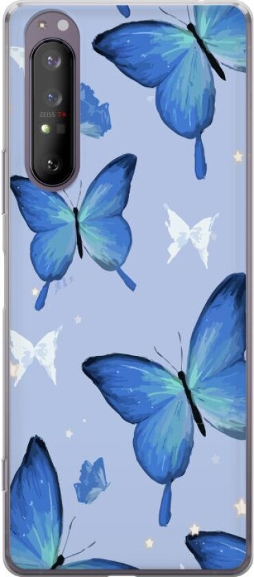 Mobildeksel til Sony Xperia 1 II med Blå sommerfugler motiv