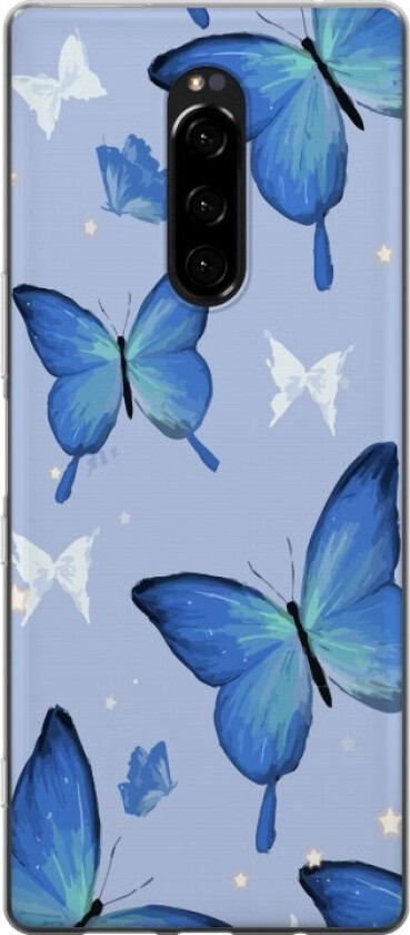 Mobildeksel til Sony Xperia 1 med Blå sommerfugler motiv