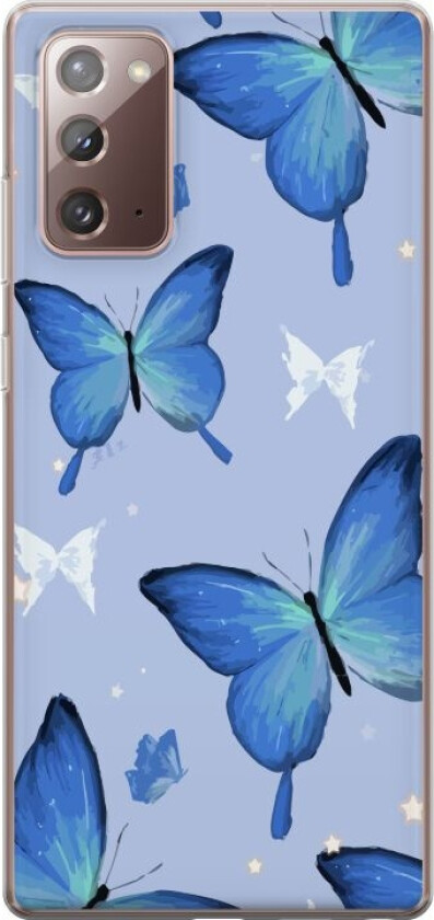 Mobildeksel til Samsung Galaxy Note20 med Blå sommerfugler motiv