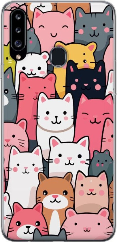 Mobildeksel til Samsung Galaxy A20s med Kattmønster motiv