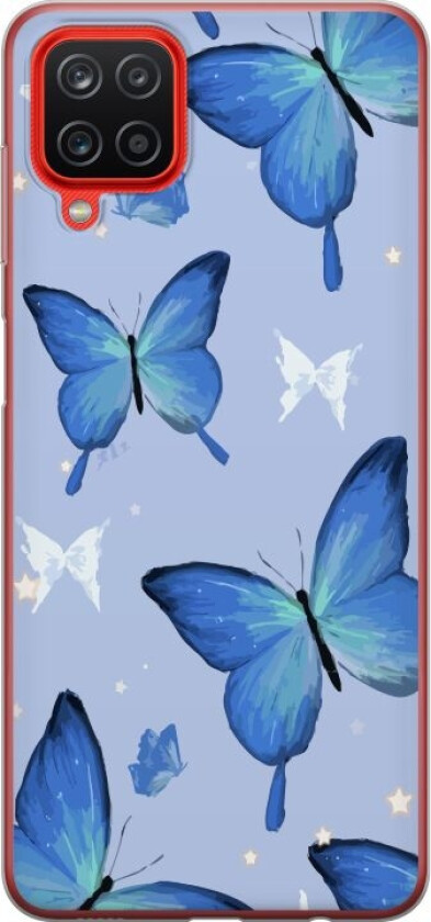 Mobildeksel til Samsung Galaxy A12 med Blå sommerfugler motiv