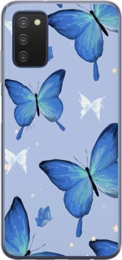 Mobildeksel til Samsung Galaxy A03s med Blå sommerfugler motiv
