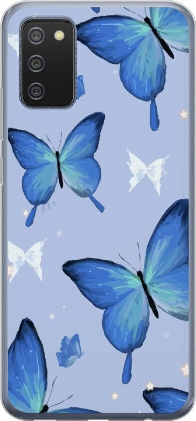 Mobildeksel til Samsung Galaxy A02s med Blå sommerfugler motiv