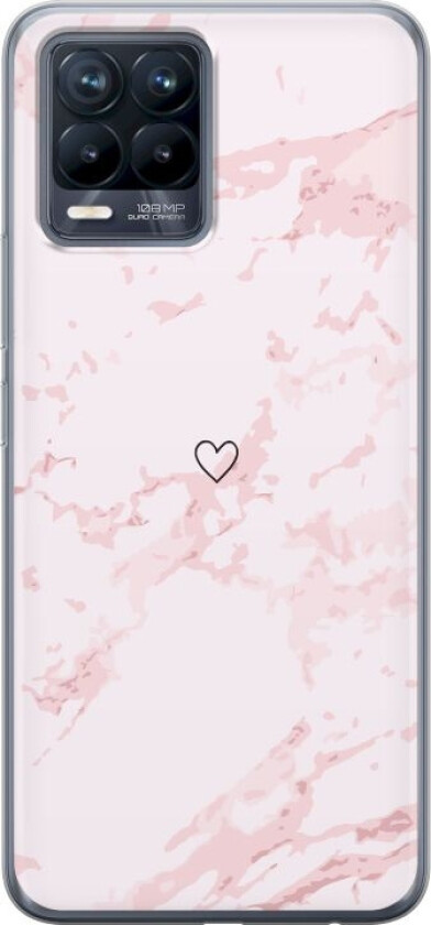 Mobildeksel til Realme 8 med Rosa Hjerte motiv
