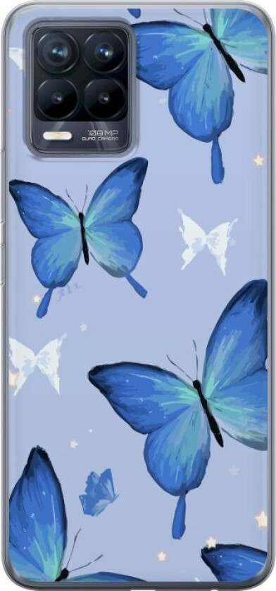 Mobildeksel til Realme 8 med Blå sommerfugler motiv