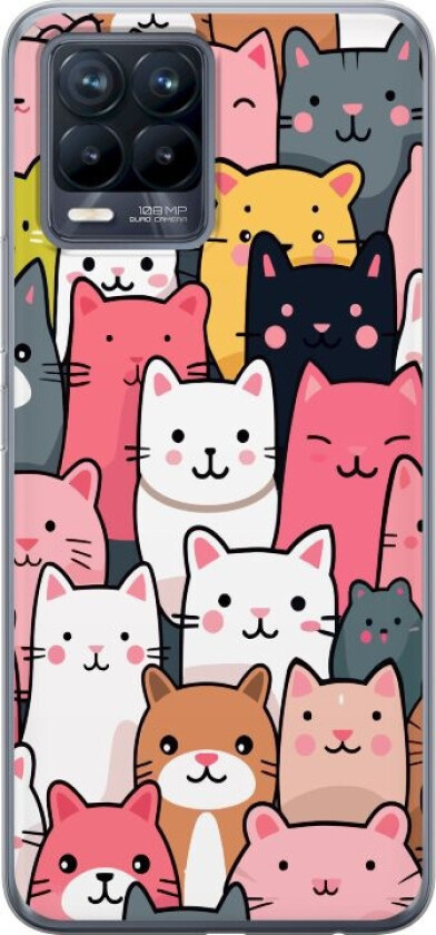 Mobildeksel til Realme 8 med Kattmønster motiv