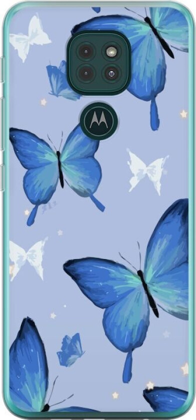 Mobildeksel til Motorola Moto G9 Play med Blå sommerfugler motiv