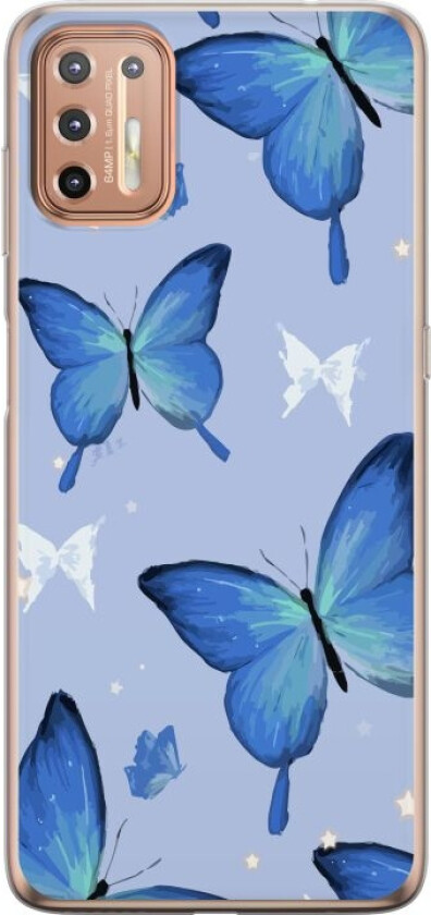 Mobildeksel til Motorola Moto G9 Plus med Blå sommerfugler motiv