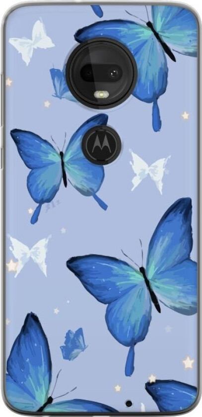 Mobildeksel til Motorola Moto G7 med Blå sommerfugler motiv