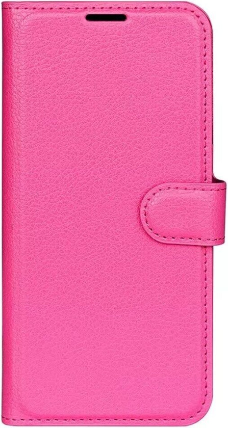 iPhone 15 Pro Max Litchi Skinn Deksel m. Lommebok - Pink