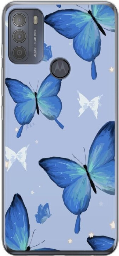 Mobildeksel til Motorola Moto G50 med Blå sommerfugler motiv