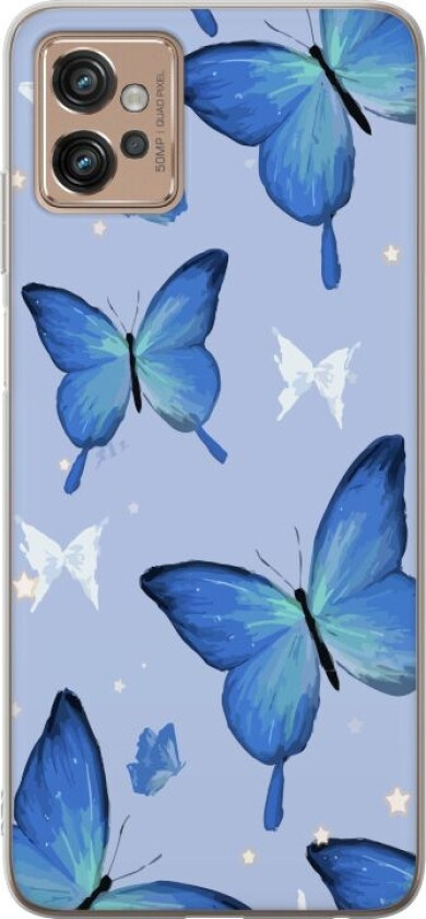 Mobildeksel til Motorola Moto G32 med Blå sommerfugler motiv
