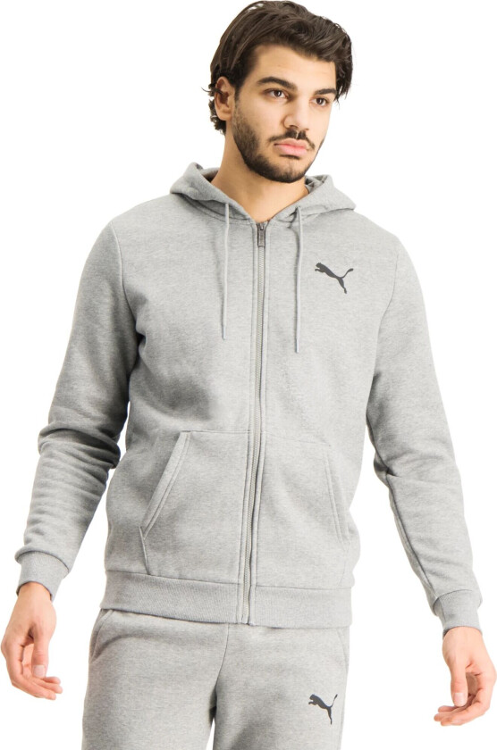 Ess Small Logo Fz Hoodie Fl Medium Gray Heather-