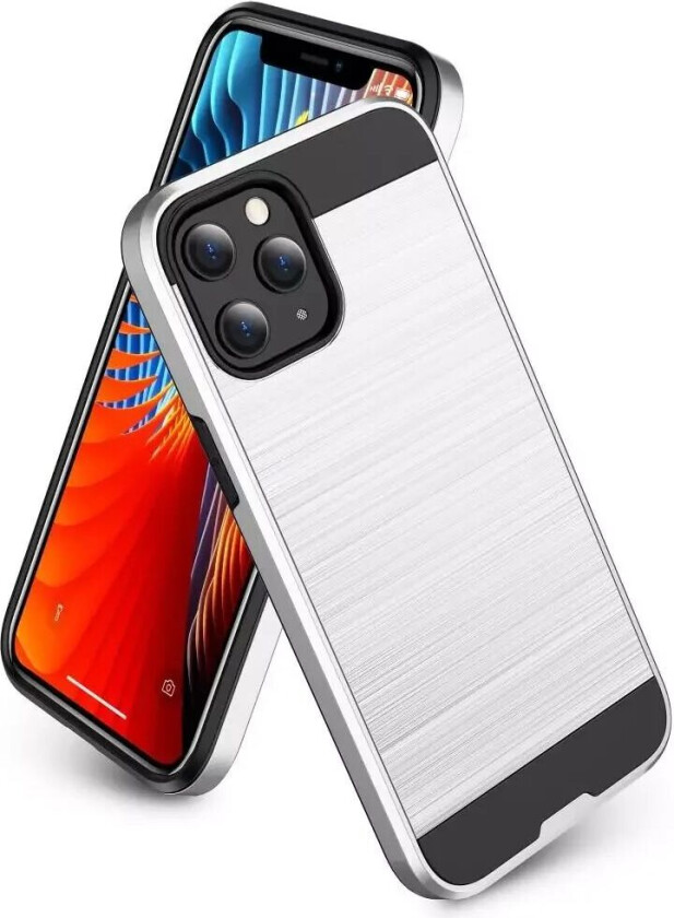 iPhone 12 / 12 Pro Brushed Hybrid Deksel - Sølv