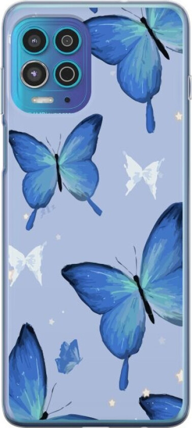 Mobildeksel til Motorola Moto G100 med Blå sommerfugler motiv