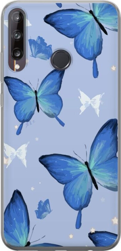 Mobildeksel til Huawei P40 lite E med Blå sommerfugler motiv