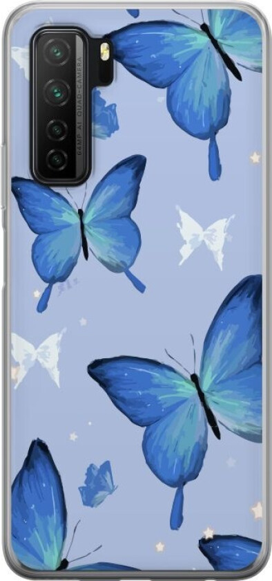 Mobildeksel til Huawei P40 lite 5G med Blå sommerfugler motiv