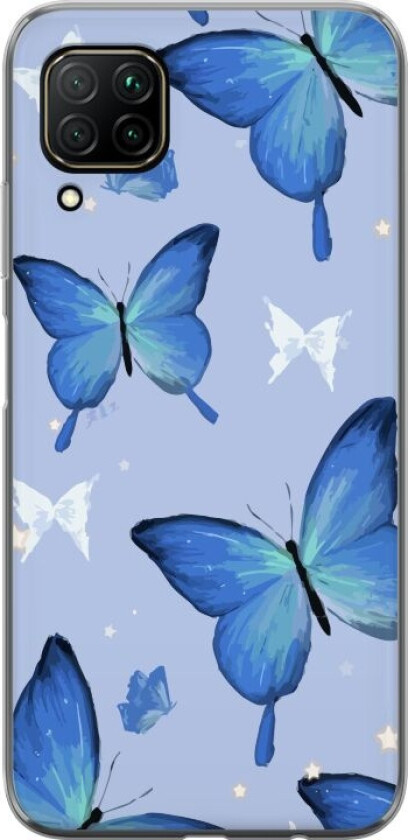 Mobildeksel til Huawei P40 lite med Blå sommerfugler motiv