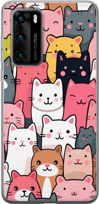 Mobildeksel til Huawei P40 med Kattmønster motiv