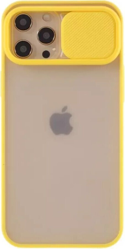 iPhone 12 Pro Max Frosted Plast Deksel Med CamSlider - Gul
